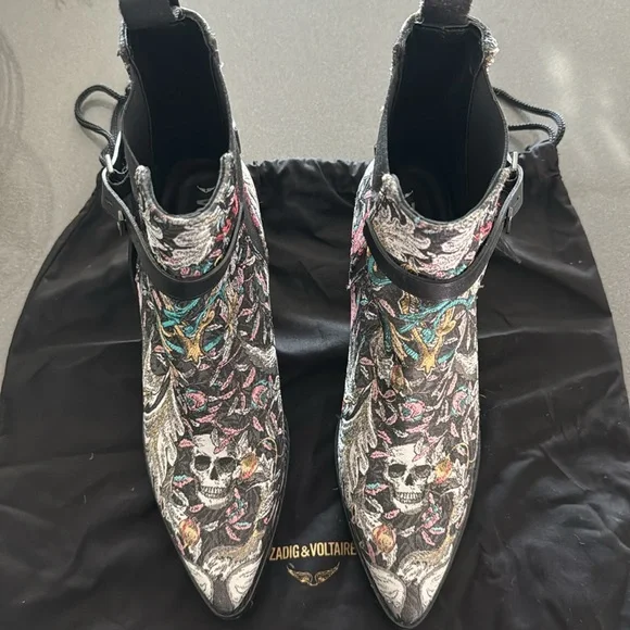 Zadig & Voltaire Tyler Ankle Boots, Embroidered - Picture 3 of 10